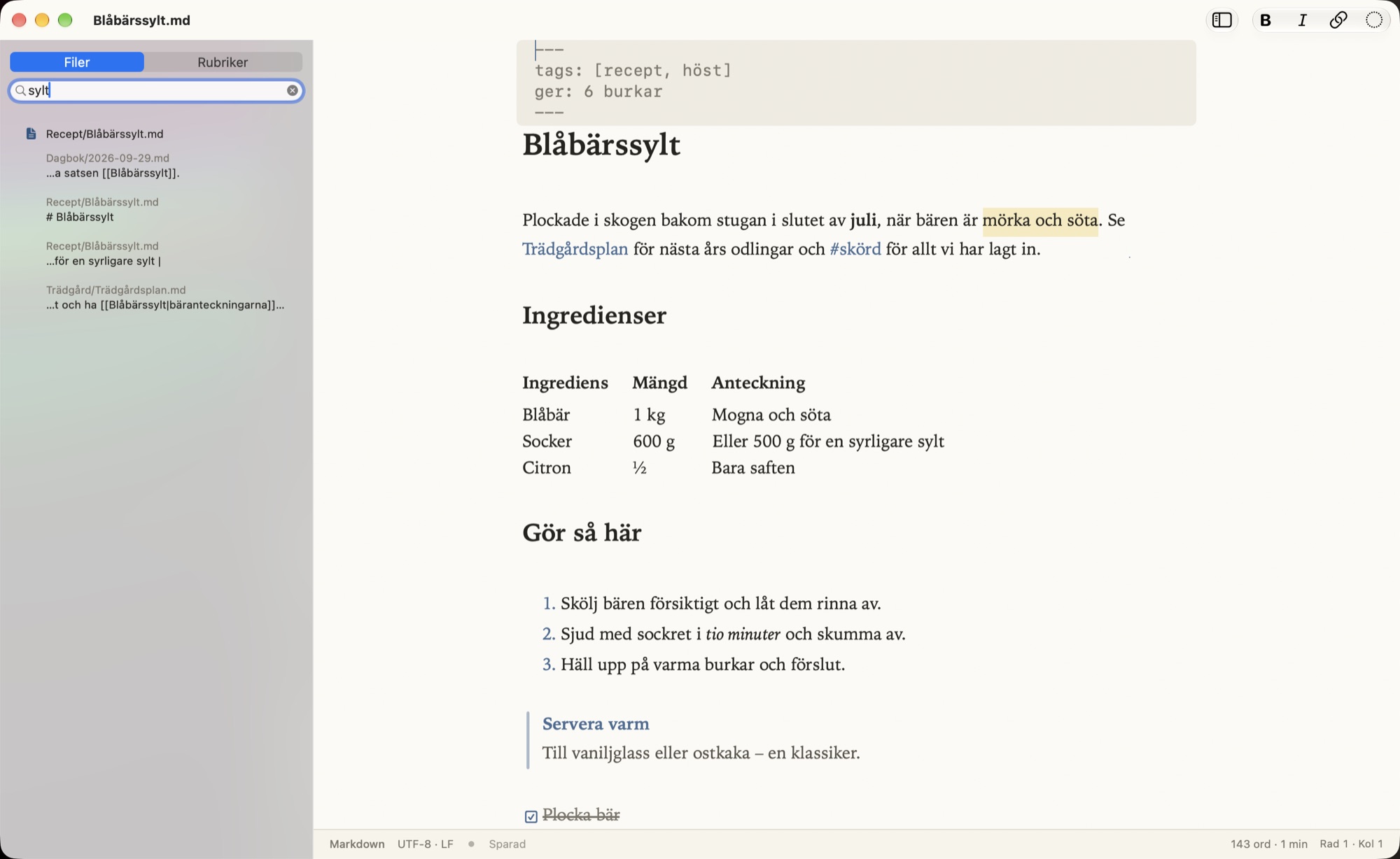 Mappträdet och sökning i alla filer