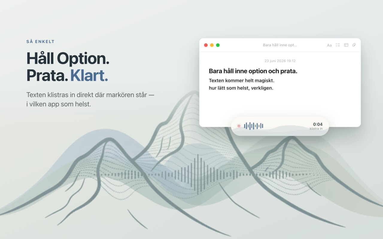 Håll Option. Prata. Klart.